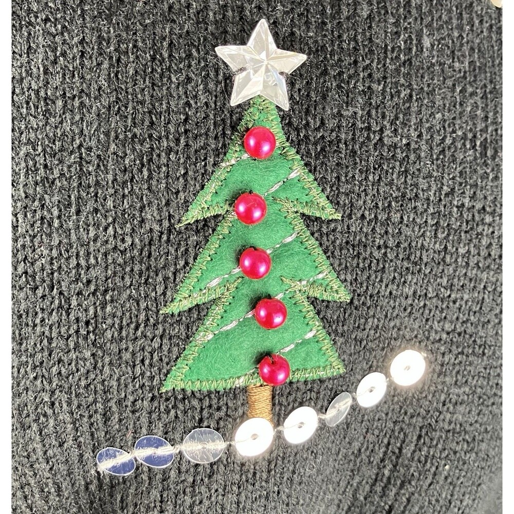 White Stag 3D Beaded Christmas Sweater Size 1X 16W Embroidered Applique & Sequin - Picture 7 of 11
